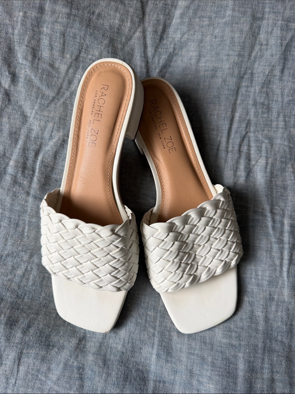 Rachel Zoe White Braided Slide Mules size 10
